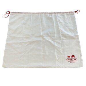 Authentic Coach White Dust Bag With Red Drawstring &Logo Print Luxury protection